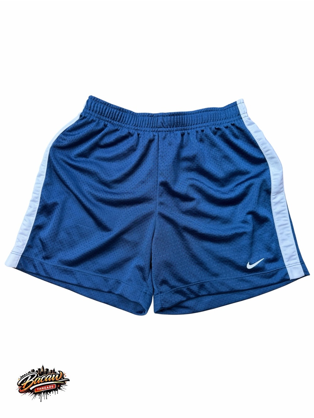 Vintage Nike Women’s 90s Y2K Navy Blue Athletic Shorts with White Side Stripes